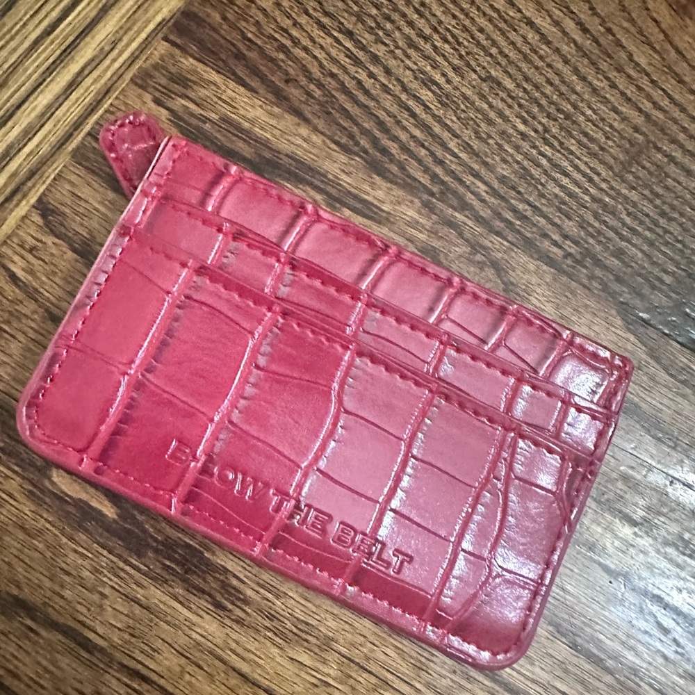 B-Low the Belt Red Croc-Embossed Card Holder